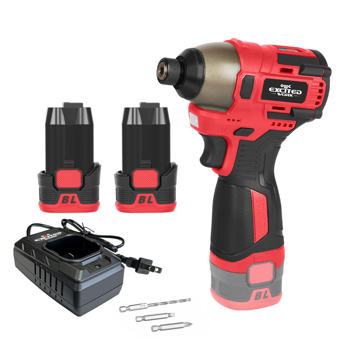 140Nm 17V Brushless Impact Screwdriver with 2 Batteries (Red)