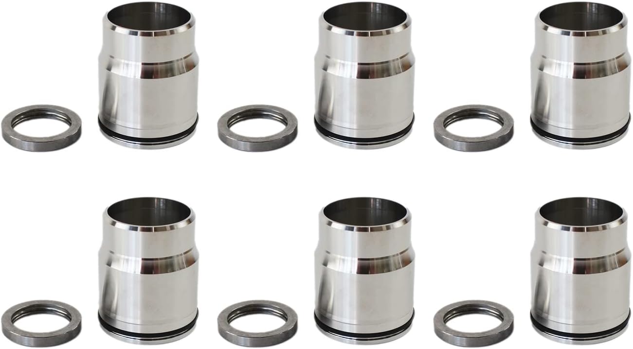 Injector Sleeve Kit 6pcs with Seals Heavy-Duty Upgrade Essential Repair Set for Cummins ISX Single Cam Engines OE 3686961 3686883 3687210 Direct Fit Parts