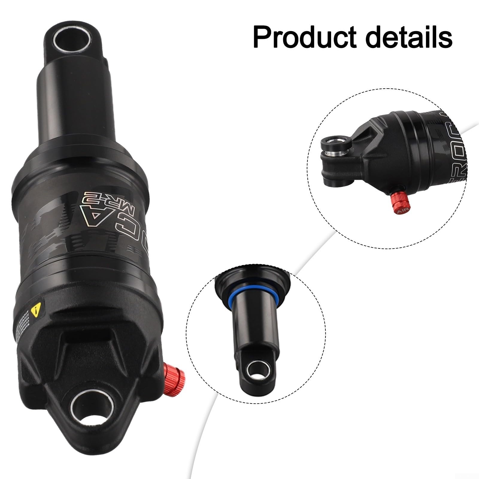 Amortisseur arrière réglable pour VTT, voyage de 125/150/165/190 mm avec doublure de 24 mm, construction en alliage d'aluminium, compatible avec divers vélos à suspension complète (165 mm
