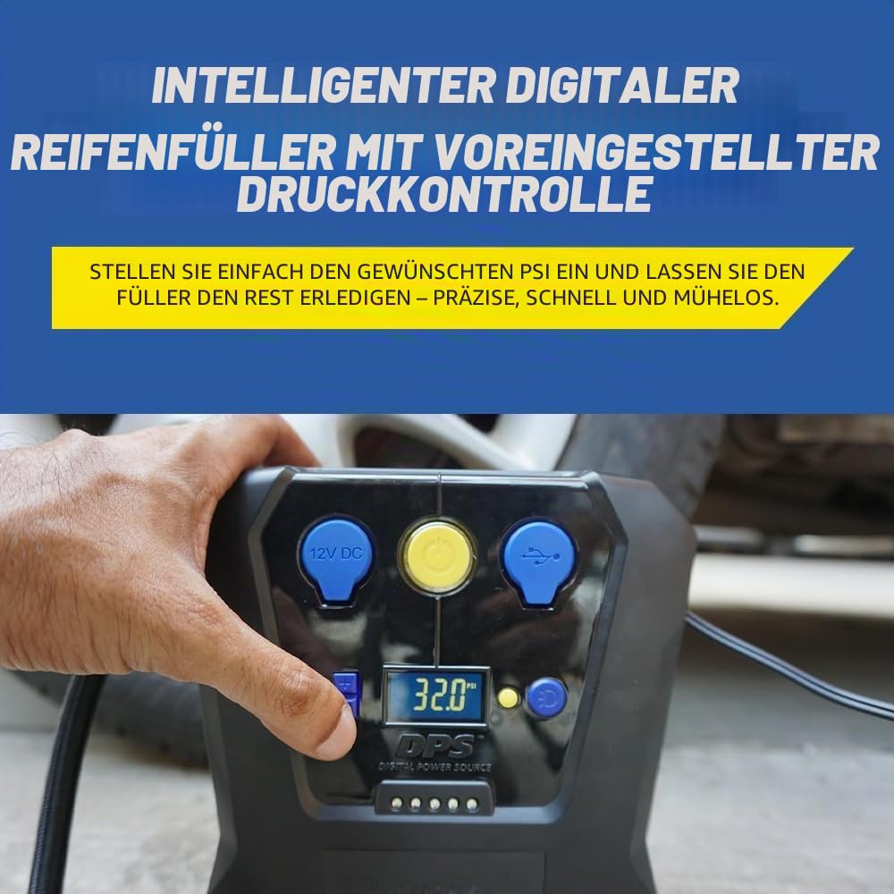 MICHELIN 12V Luftkompressor programmierbar digital Reifenpumpe Auto SUV Fahrrad Notfall Kompressor mit LED Anzeige präziser Reifendruck Schnellaufpumpen | Programmierbar digital Reifenpumpe Auto SUV Fahrrad Notfall Kompressor mit LED Anzeige präziser Reif