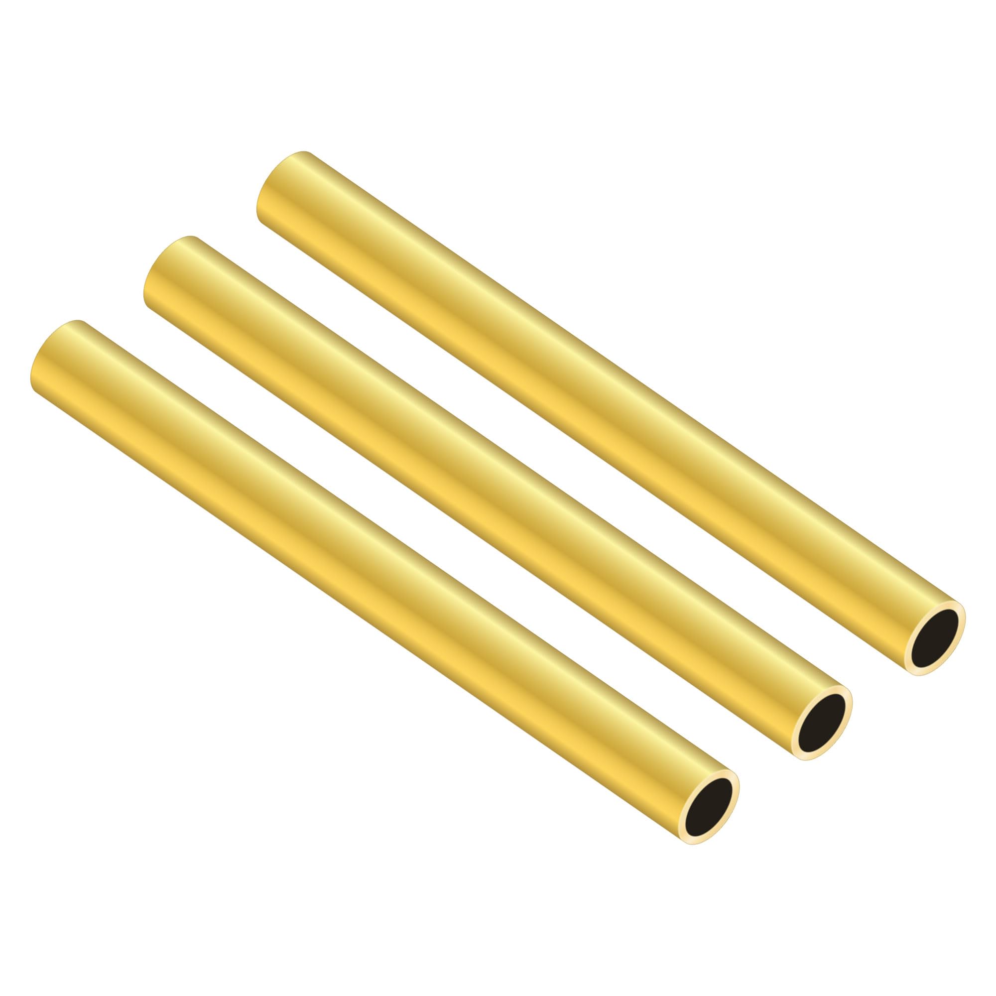 LAVMHAB Round Brass Tube 9mm OD x 1.0mm Wall Thickness x 200mm Length, Seamless Round Brass Pipes Tubing for DIY Craft (3 Pcs)