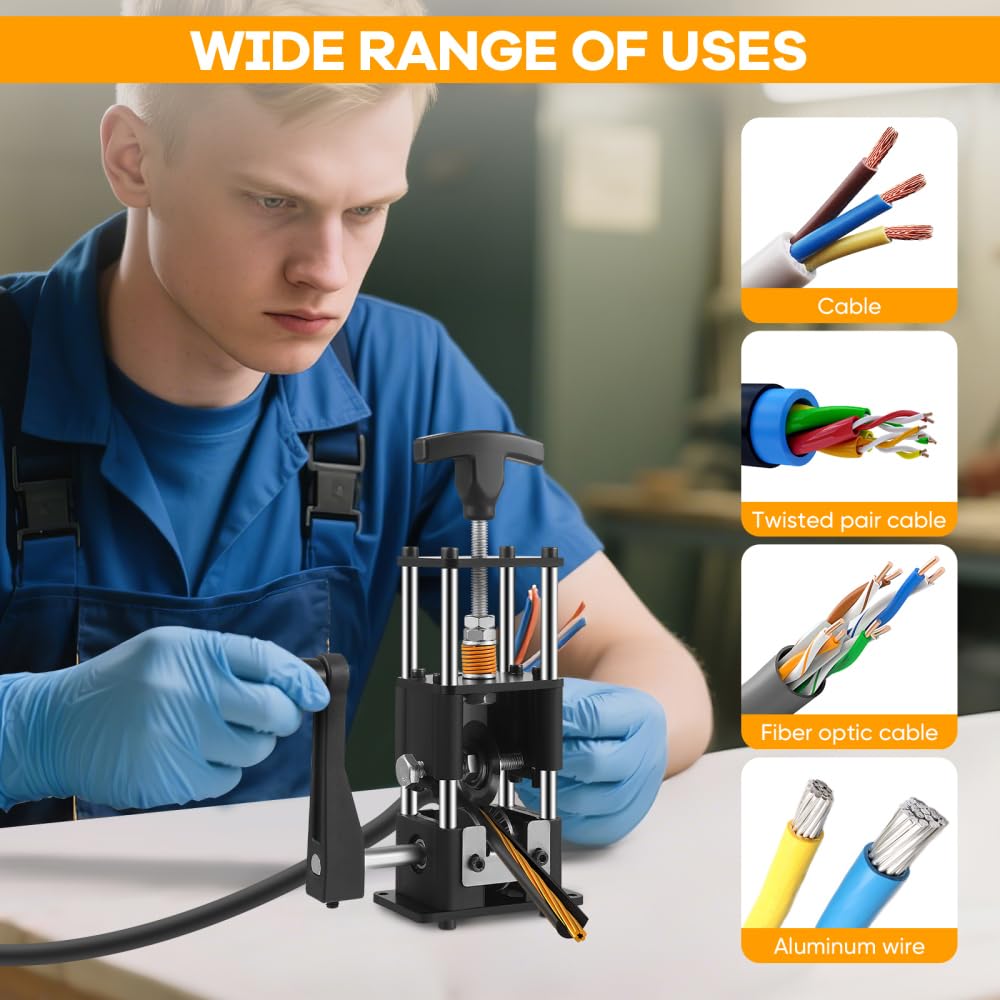 Pince à dénuder avec 2 lames, machine à dénuder de fil de cuivre pour manivelle ou perceuse, machine à dénuder pour câble de 1 à 30 mm, outil de dénudage de câble réglable pour le recyclage du cuivre