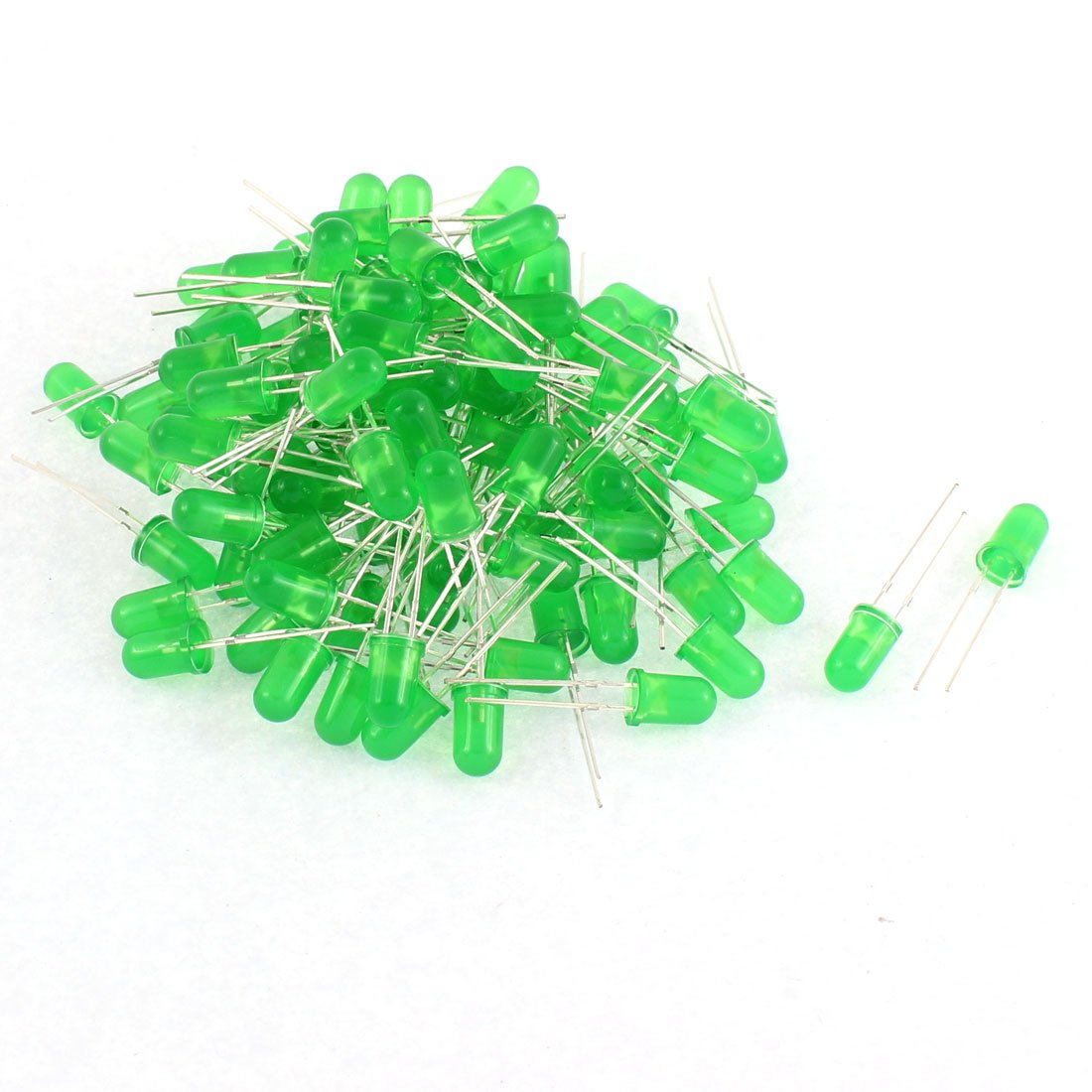 100 Uds. Diodos de 5mm, Parte Superior Redonda, diodo emisor de Color Verde difuso, diodos Schottky, Bombillas LED