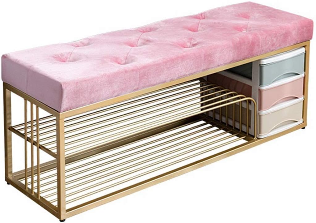 FAMEOYA Shoe Entryway Shoe Rack with Storage Drawers, Iron Art