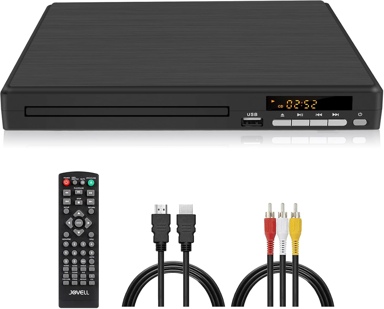 DVD Player for TV (Black Model-198), Region-Free DVD CD Player for Home with HDMI/RCA/Coaxial Output USB Input, Plays All Regions and Multi-Format, 1080P HD Compact DVD Player for Family Movies 198 Black