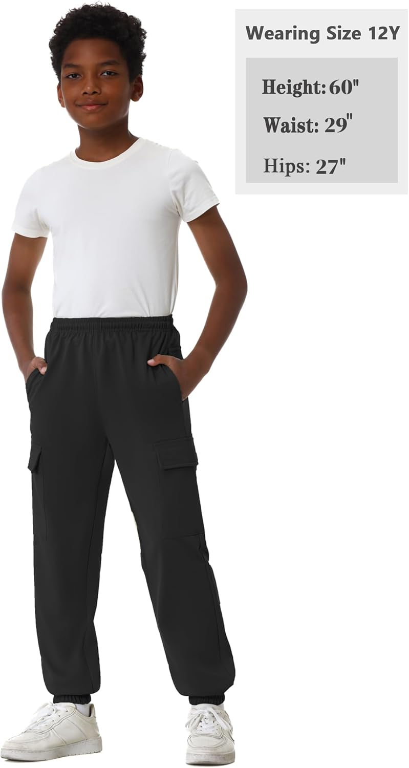 EXARUS 3 Pack Boys Cargo Sweatpants Drawstring with Pockets Sweat Pants Causal Kids Boy Jogger 6-14Y - Image 6