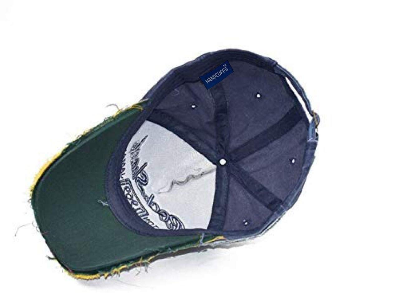 Handcuffs Unisex Denim Baseball Cap for Men & Women | Stylish Cotton Cap | Adjustable Vintage Summer Sports Hat Sun Protective Hat for Summer, Sports & Casual Wear (Blue) 4