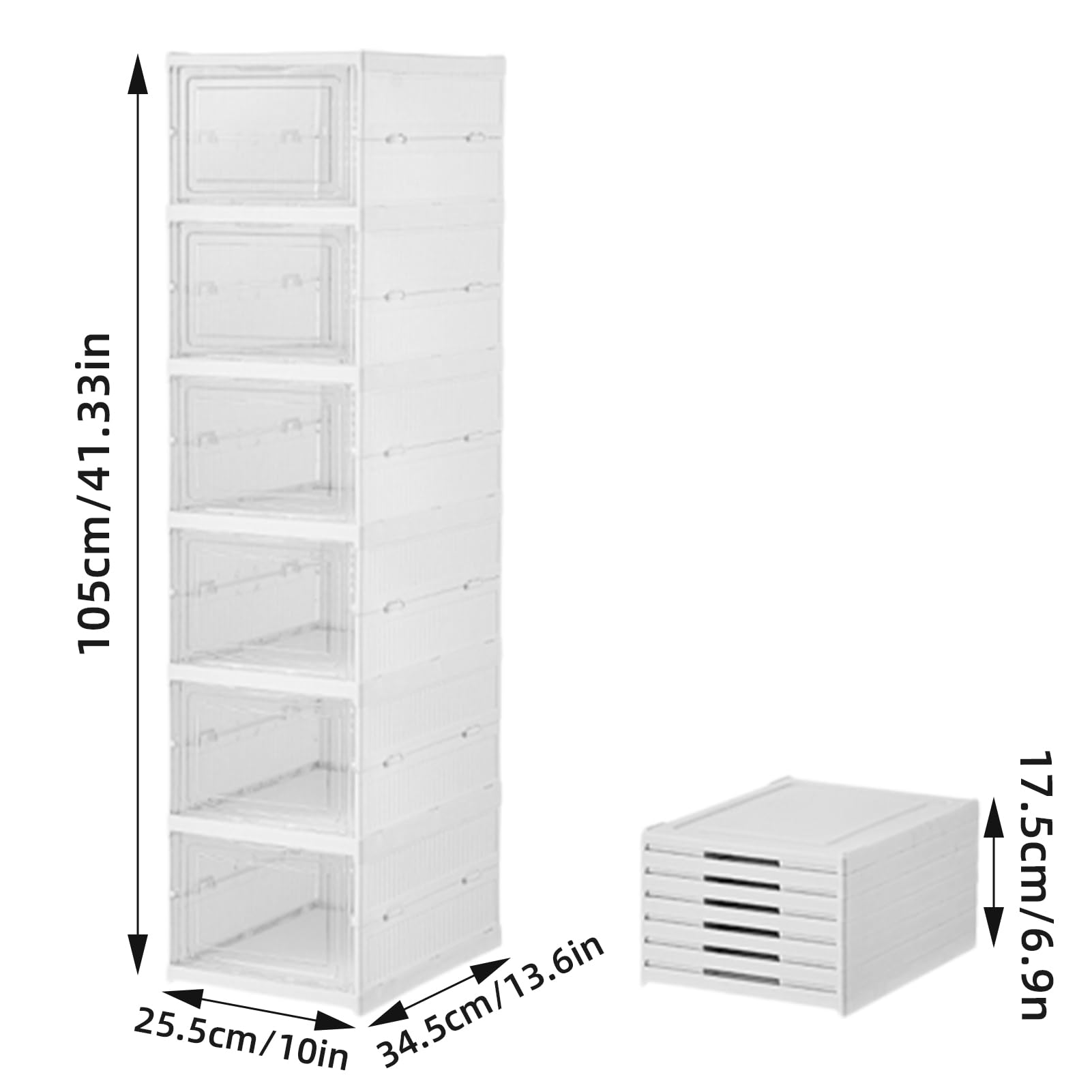 Set di 6 scatole trasparenti per scarpe, organizer per scarpe, senza installazione, impilabili, in plastica trasparente, con coperchio, per donna/uomo, 34 x 25 x 16 cm