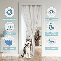 Vista 4 de jejeloiu Bonita cortina de puerta de ciervo para puerta, privacidad, 34 x 80 pulgadas, para niñas, niños, sala de caza, estampado de pata de oso