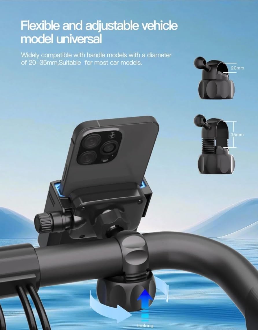 Tipo Manillar Bicicleta De Montaña Moto Soporte Teléfono GPS Móvil Giratorio 360° para 4-7.2 Pulgadas(Negro)