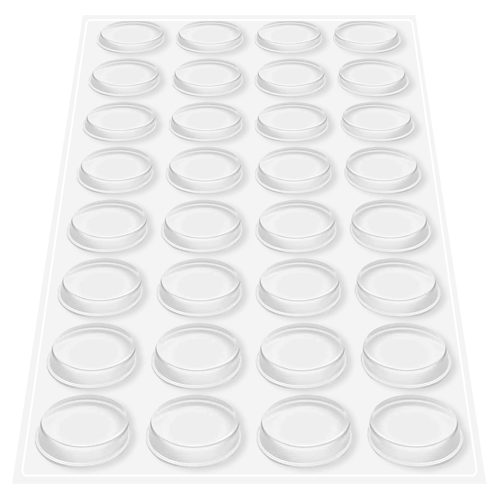 32pcs Adhesive Bumper Pads Clear Rubber Feet,11x3mm Silicone Bumpers Adhesive Buffer Pads,Clear Furniture Buffer Pads for Cabinet Doors,Drawers,Glass Tops,Cupboard,Picture Frames(Cylindrical)