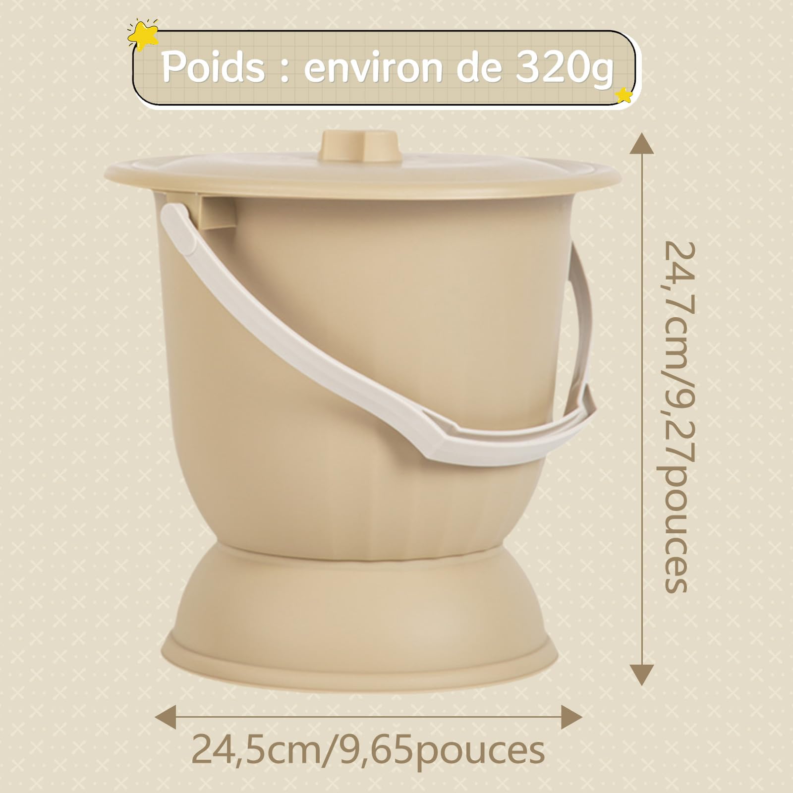 Harilla Pot de chambre, pot, urinoir de nuit, crachoir, urinoir avec couvercle, seau pour femme, homme, enfants, adultes, chambre intérieure, Jaune
