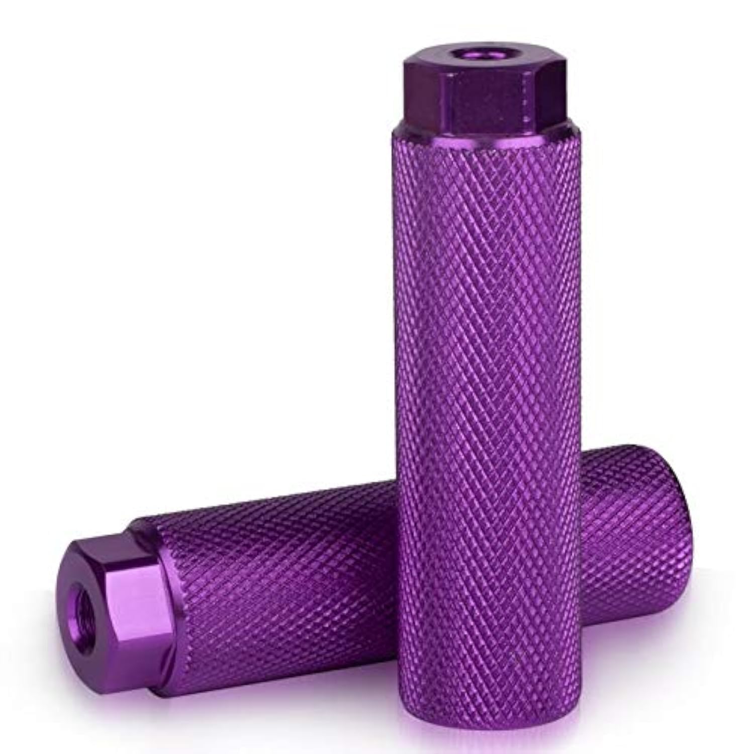 4PCS Bike Pegs for 3/8 inch Axles, KINSPORY Aluminum Alloy Anti-Skid BMX Bicycle Pegs for Mountain Bike Backseats Stands Cycling Rear Stunt Pegs (Purple)