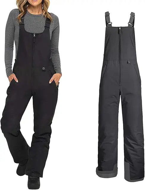 Women's Insulated Ski Overalls - Water Resistant Snow Bib Pants with Pockets, Sizes S-4XL