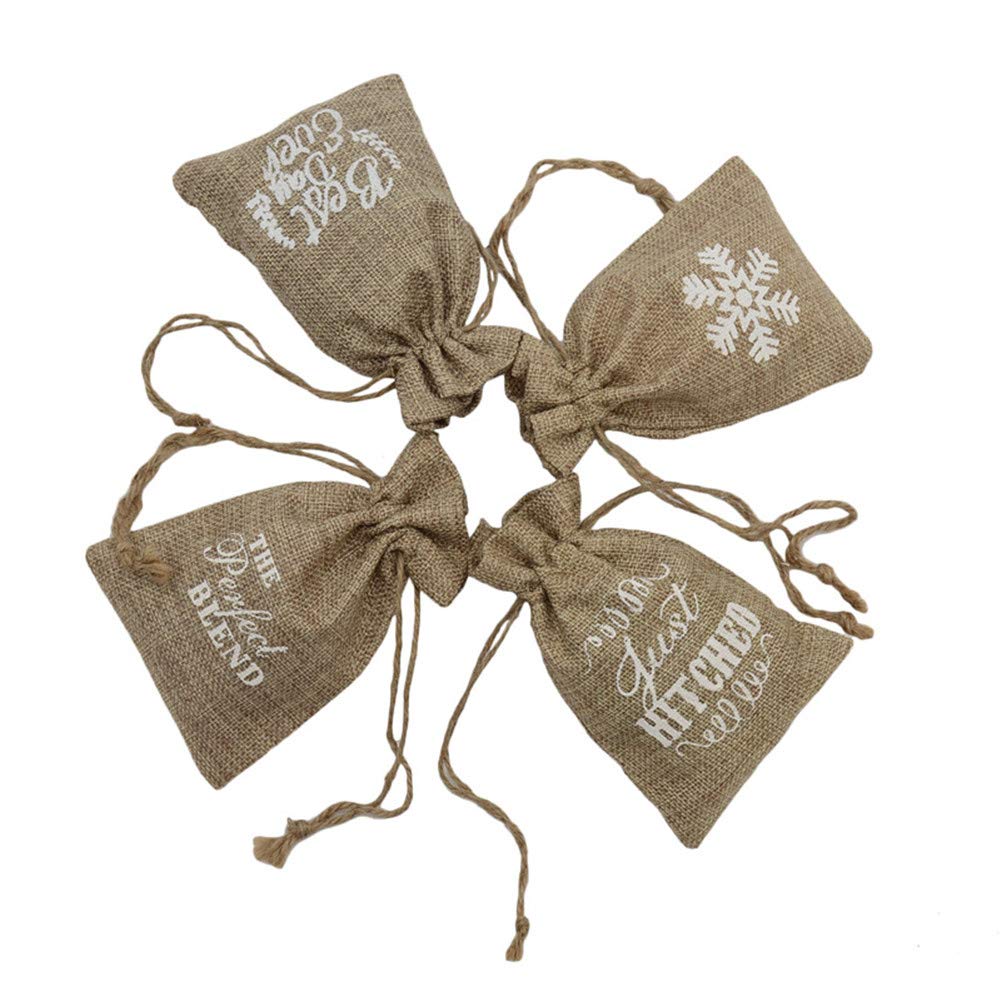 Jute Zakken Hessische Tassen Kleine Kleine Tasje Kerstmis Tassen Party Favor Supplies Decoratie Verpakking Zakken Kerst Cadeau Zakken 2,5 pcs