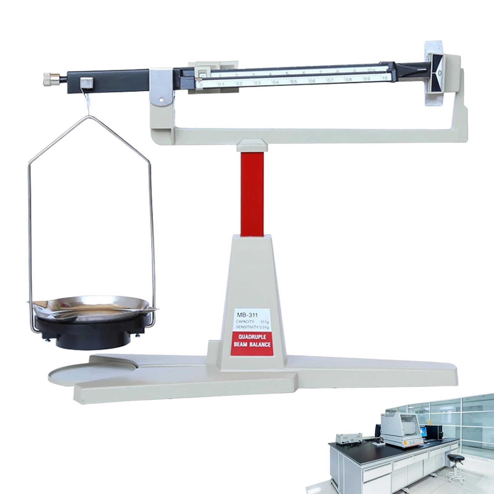 WHIPIN Bilancia Meccanica da Laboratorio, Bilancia di precisione da Laboratorio, Bilancia Meccanica a 4 righelli, precisione di Lettura da 0,01 g a 311 g, misurazione del Piatto ad Alta precisione