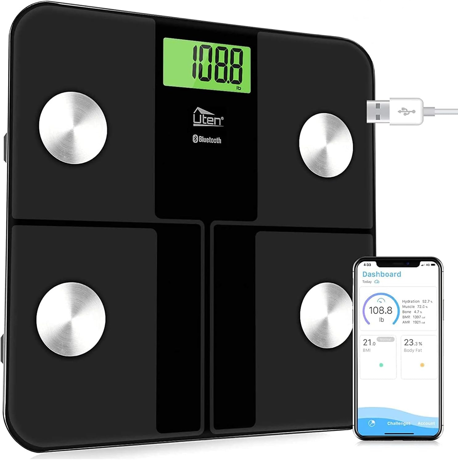 Body Fat Scales, Uten Digital Weight Bathroom Scales, Bluetooth Body
