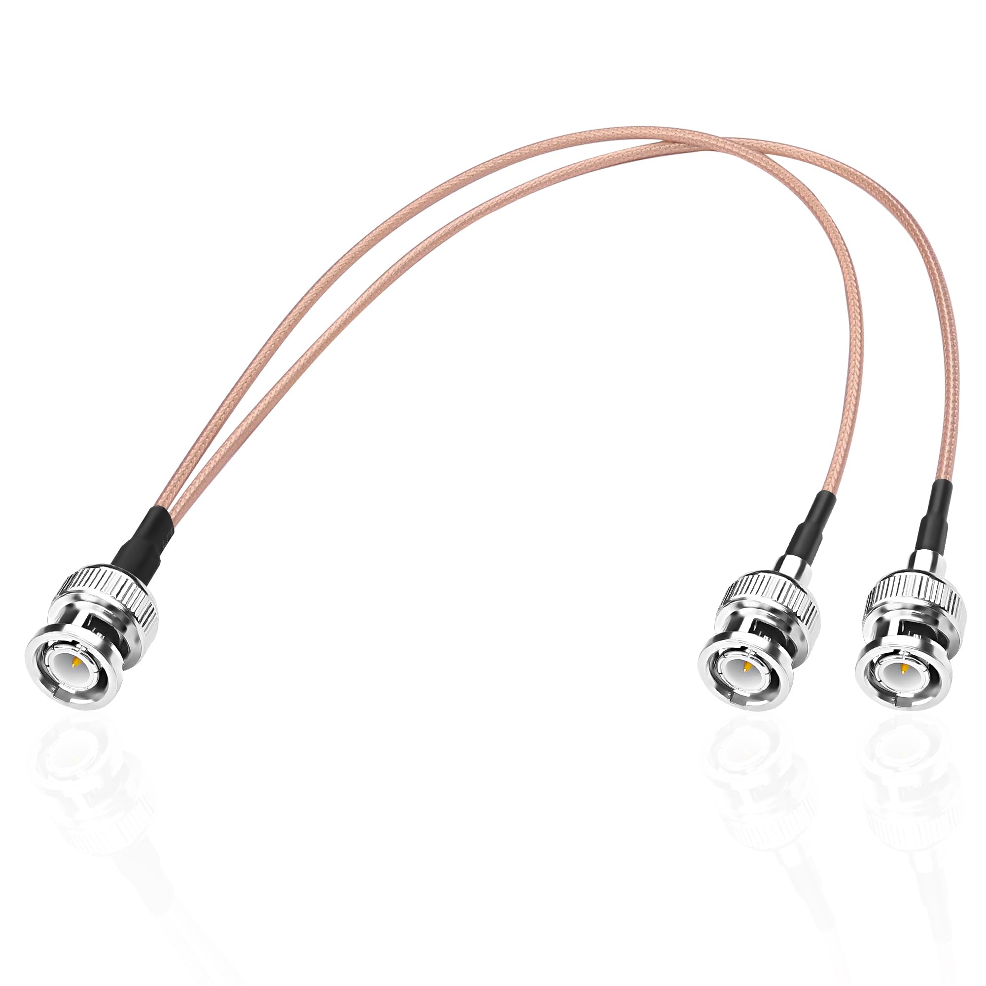MEIRIYFA RG316 BNC Splitter Koaxialkabel, BNC Stecker auf Dual Stecker 50 Ohm Y Splitter Koaxialstecker Verlängerungskabel für Kameras, Videogeräte, CCTV-System (34CM)