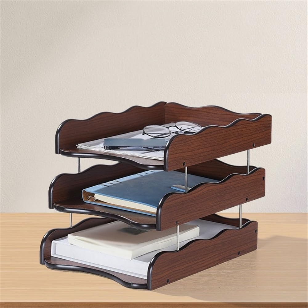 Titolare del file Organizzatore da scrivania, vassoio portadocumenti con 3 scomparti for documenti A4, forniture for ufficio domestico