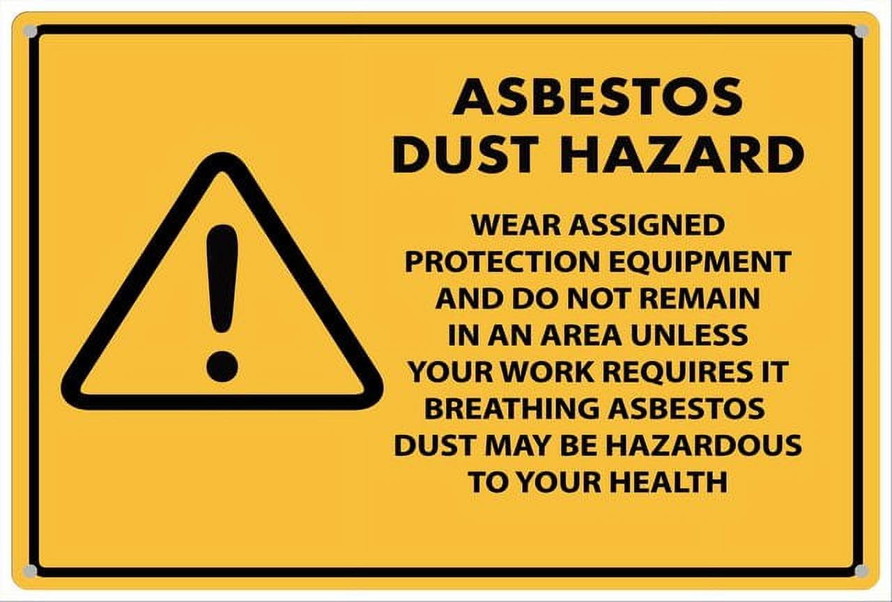 Caution Asbestos Dust Hazard Aluminum Tin Sign 12"x8" For Homeowners, Construction Staff - Home Kitchen Wall Decor