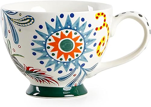 Miniatura 8 de CHOOLD Elegante taza de café grande de cerámica pintada a mano con patrón floral para té, leche, cereales para cocina, regalos de San Valentín, 14