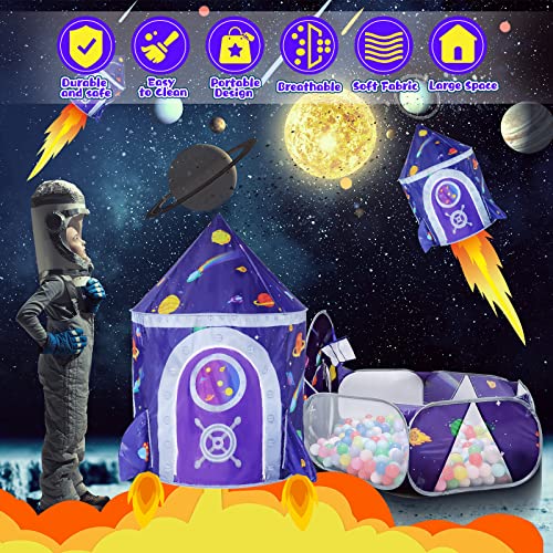 Lojeton 3Pc Space Ship Kids Play Tent, Crawl Tunnel, Ball Pit For Toddlers, Indoor & Outdoor Playhouse Castle Toys, Baby Boys Girls Gift For 3 4 5 6 7 Years Old (Balls Not Included) #TOP2