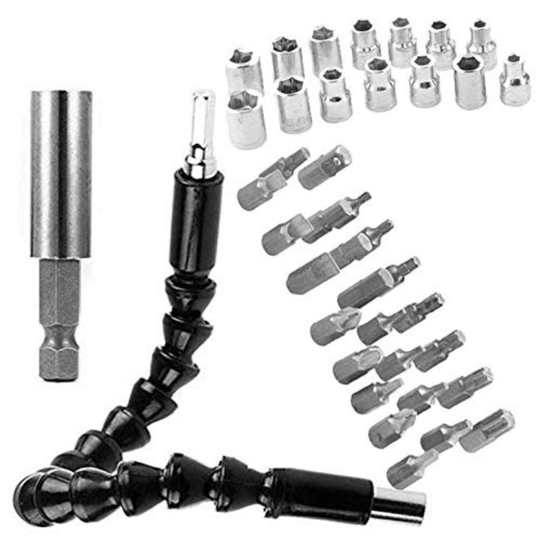 DIY Crafts Pattern No # 1, Combo Set, 295 mm Flexible Shaft Bit Extension Connecting Linking Screwdriver Drill Bits for Power Tools with Bit Shown in Image Connecting Linkin(Pattern No # 1, Combo Set)