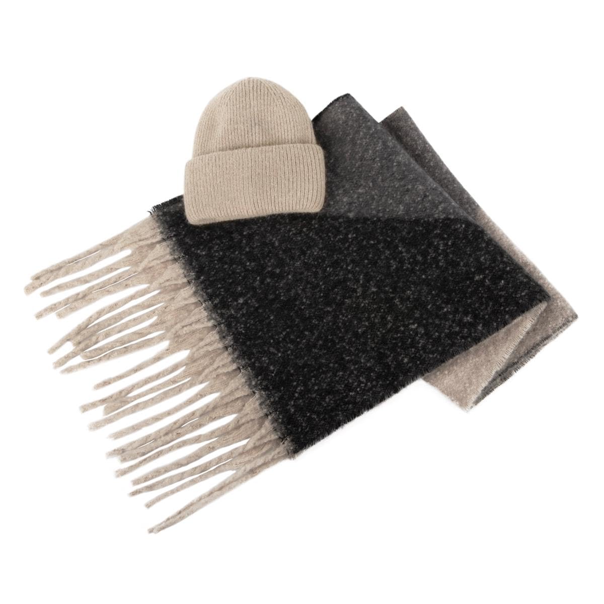 Totes Women's Oat Toasties Chunky Woven Blanket Scarf & Hat Gift Set