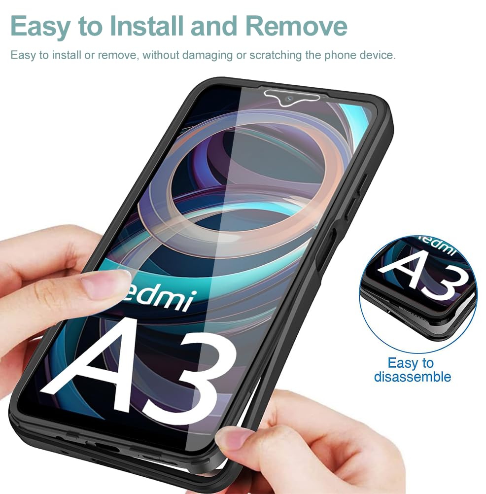 Ysnzaq For Xiaomi Redmi A3 6.71" Case With Built In Screen Protector, 360 Full Body Protection Dual Layer Rugged Heavy Duty Shockproof Case For Xiaomi - View #12