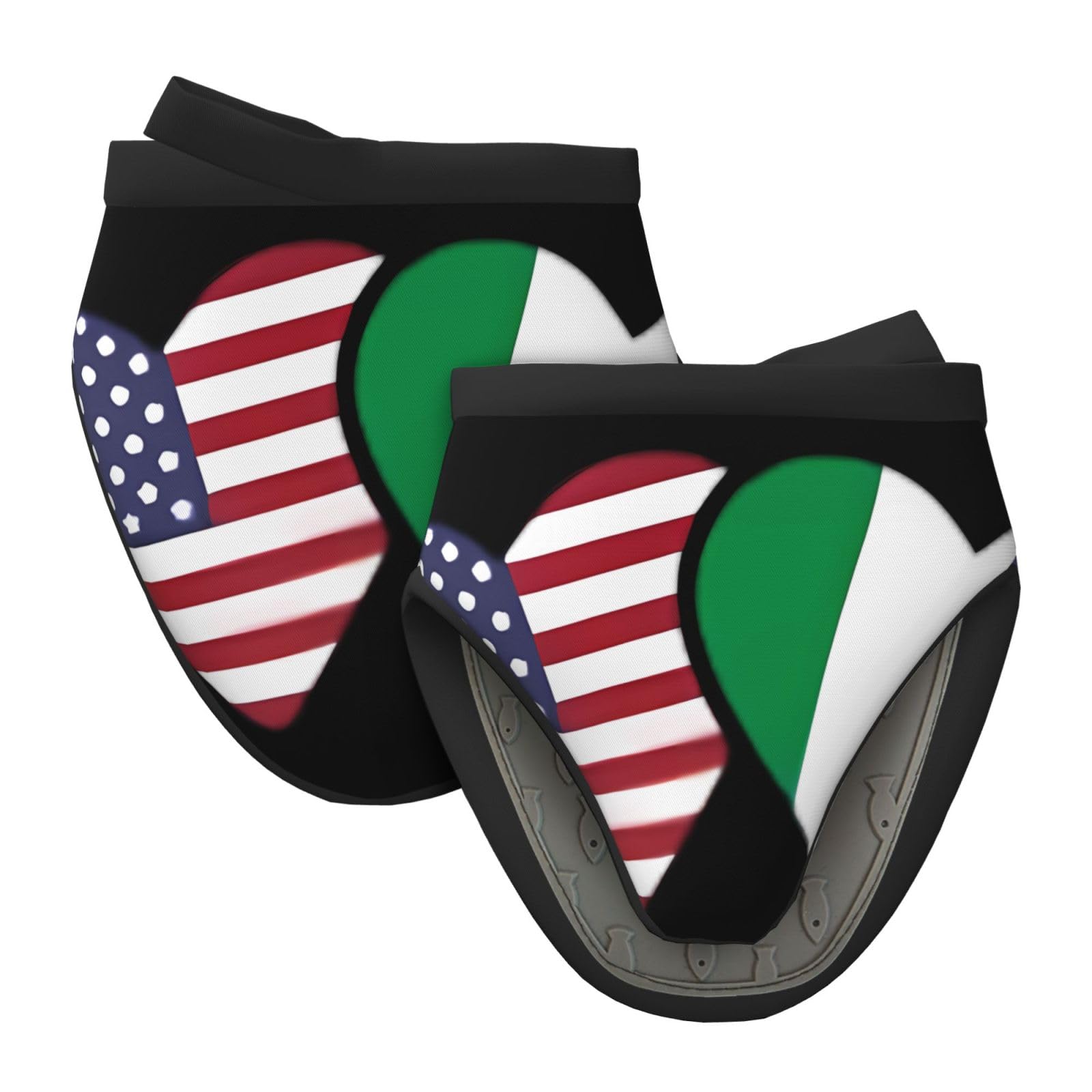 Silicone Oven Mitts, Heat and Slip Resistant Kitchen Mittens 2-Pack Set, Italy U.S. Flag Heart Italian American Love Short Soft Oven Gloves