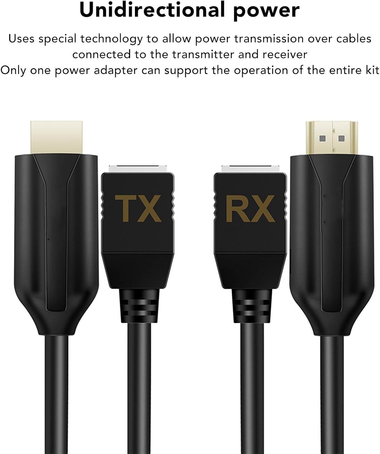 VBESTLIFE 1080P Extender Cable, to RJ45 Extender(Output & RX Input) Connection via RJ45 Cat5e, Cat6, Up to 60M, for Conference, Home Entertainment, etc. (US Plug)