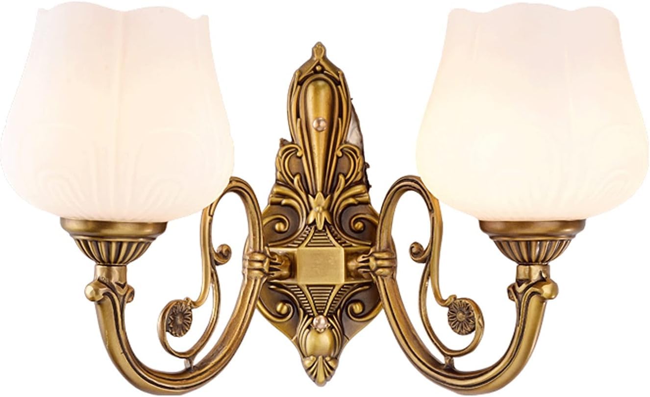 SMCCYYSD Wall Lamp, Indoor Sconces European Style Copper Lamp Creative Bedroom Bedside Modern Minimalist Aisle Corridor Luxury Romantic Staircase Lamps Bedroo,B