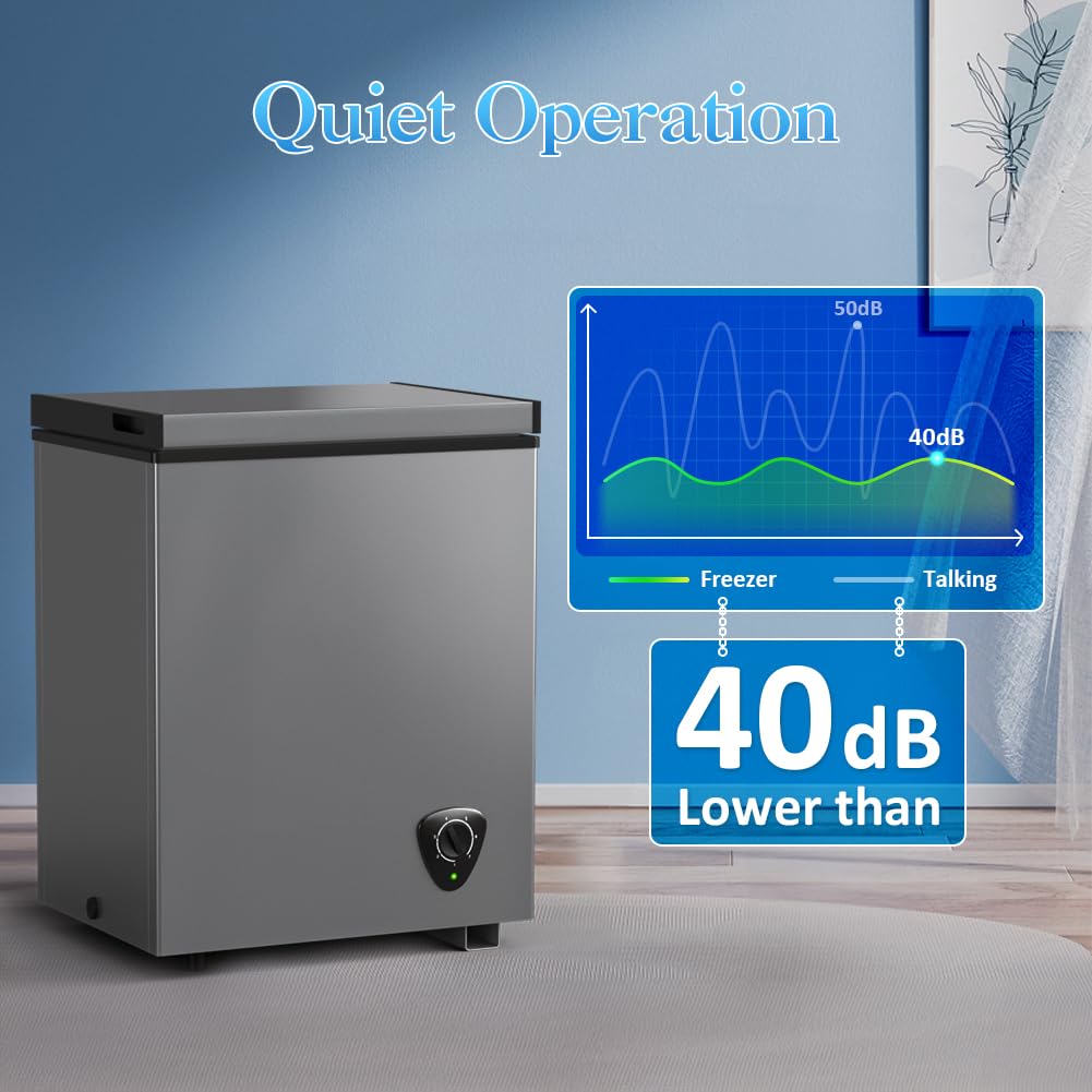 LifePlus Small Chest Freezer - Compact Deep Freezer 7 Adjustable Temperature with Removable Basket, 3.5 Cubic Feet Energy Saving Super Quiet for Garage, Office, Kitchen, or Apartment on Fridge.com