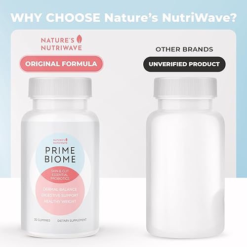 Miniatura 4 de Nature's NutriWave PrimeBiome - Gomitas probióticas  Mezcla a base de plantas con inulina, melena de león, jengibre y más, sin OMG, sin