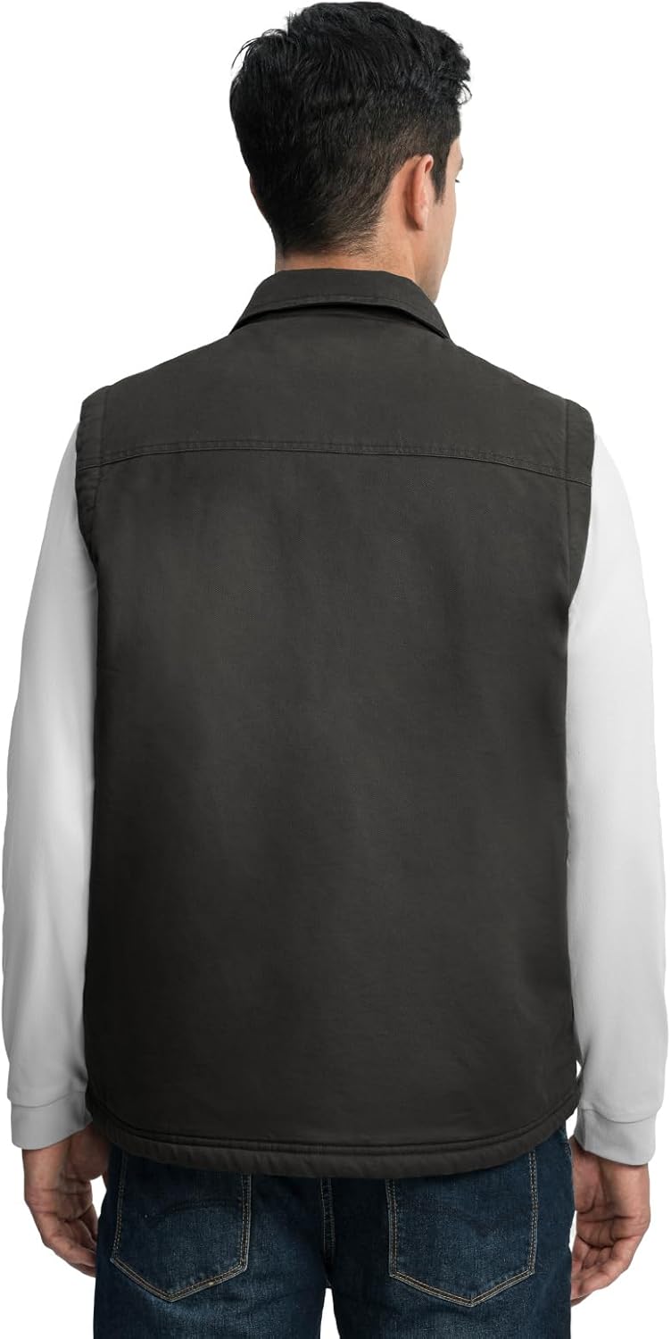 TBMPOY Men's Winter Vest Casual Sherpa Fleece lined Full Zip Lightweight Vest Outerwear Warm Cotton Travel Jackets - Image 6