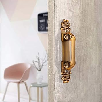 2PCS Barn Door Handle, Zinc Alloy Cabinet Door Grab Handle European Style Door Pull Handle for Gates Garages Sheds (Red Bronze, S)