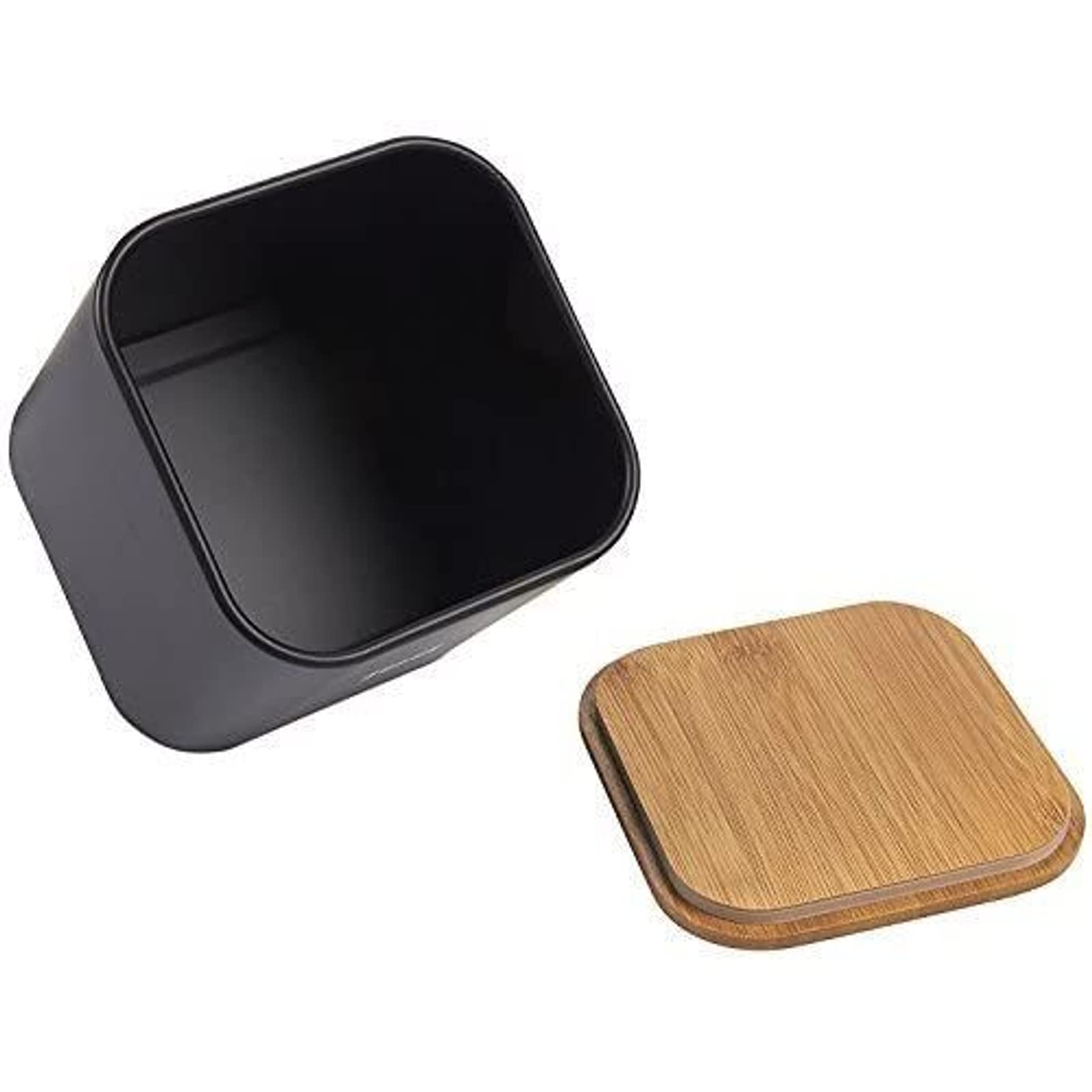 Sugar Tea Coffee Kitchen Canister Set, Black Stainless Steel Containers