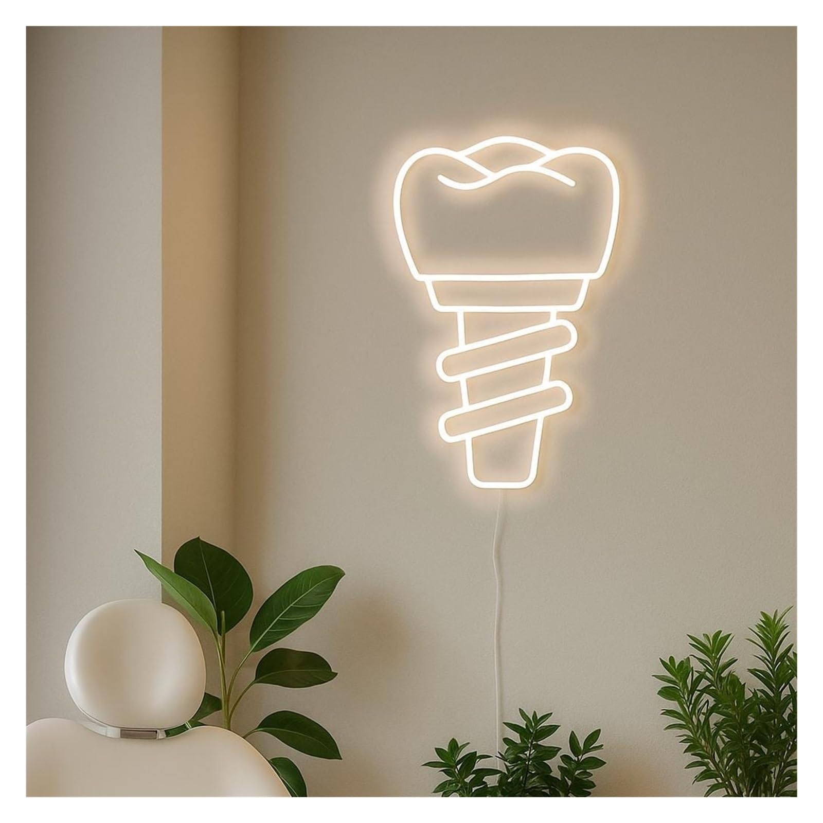 SHOUXI Sign Lamp Tooth Implant Neon Sign, Suitable for Dental Office Wall Decor with Dimmable 38cm