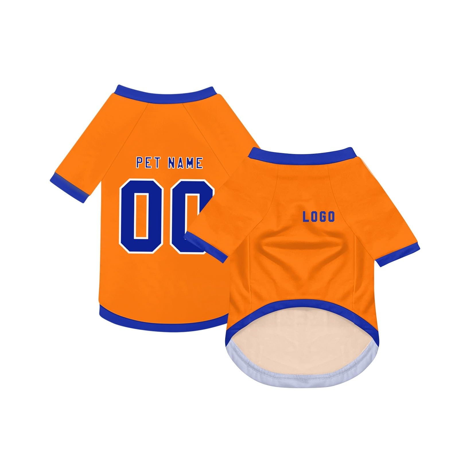 Dog Custom Football T-Shirt with Name Number or Logo ，Breathable Lightweight Polyester Doggy Tee,Sporty Pet Jersey Vest For Small, Medium & Large Dogs Clothes，Personalised Football Jersey Pet Shirt