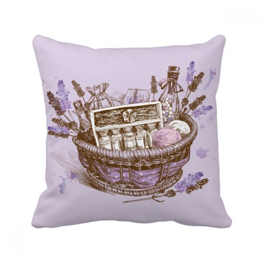 Coussin lavande 40x40 cm avec insert et housse panier carré décoratif