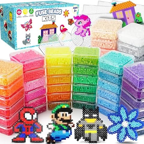 FUNZBO 31000 5mm Fuse Beads Kit - 48 Colors, Homeschool Arts and Crafts Supplies for Kids, Toys Set, Art Decorations for Room, Toys Gifts for Girls and Boys Age 5+ Cover