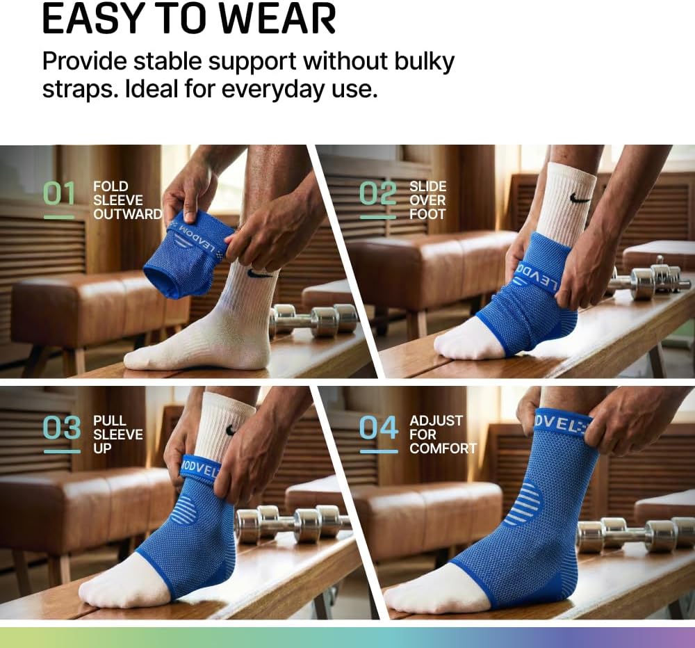 Modvel Ankle Brace for Women & Men - Compression Ankle Sleeve & Foot Brace, Right Left Ankle Support for Sprained Ankle, Achilles Tendonitis, Plantar Fasciitis Relief, Running Basketball Soccer