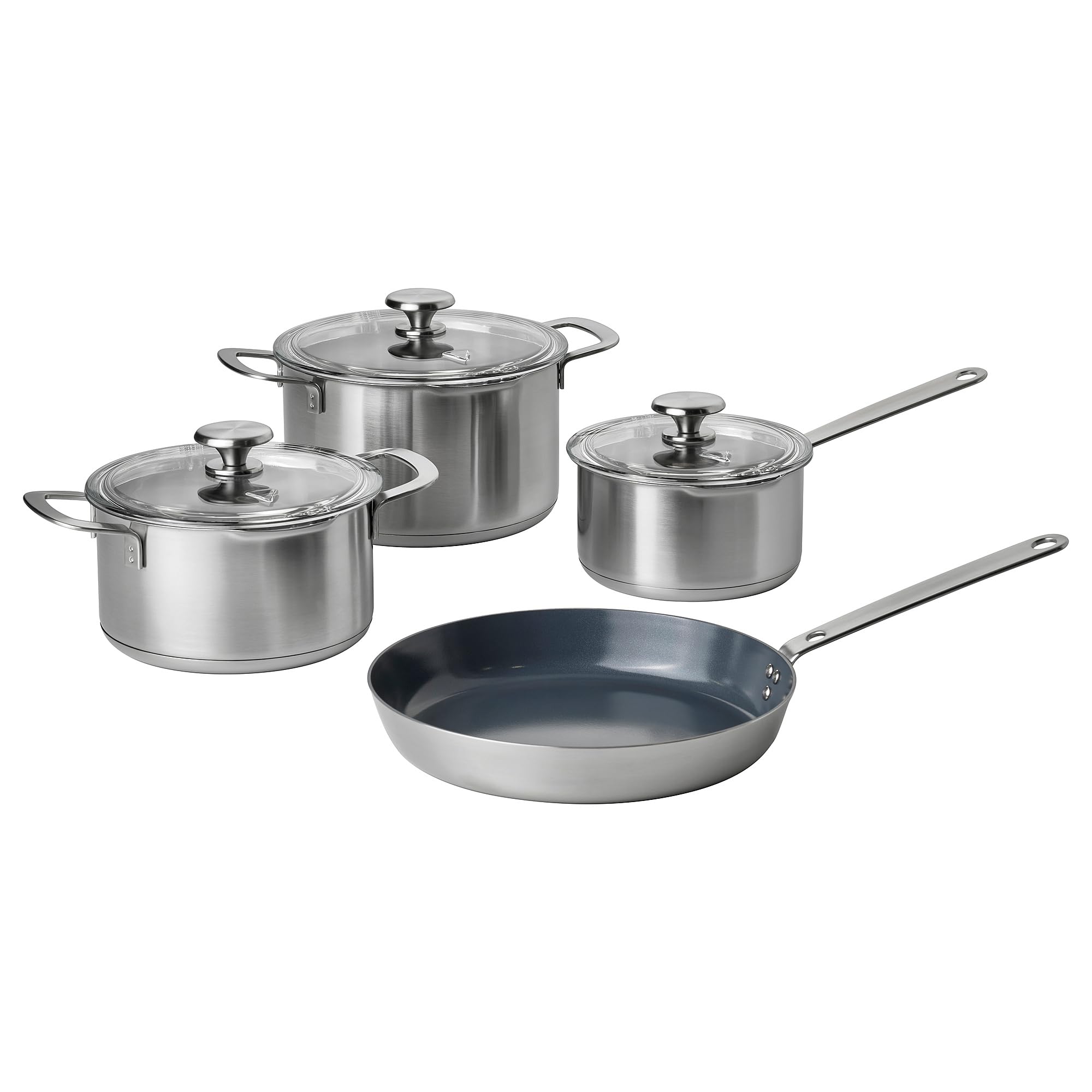 Batterie de cuisine 7 pièces HEMKOMST en inox pour repas de famille