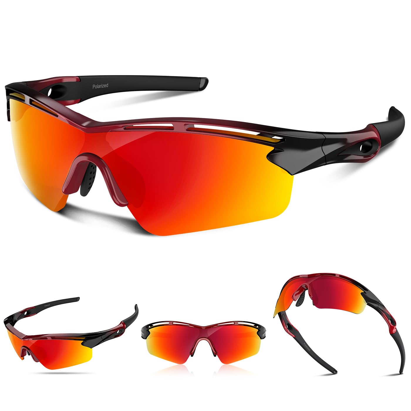 Rosemal TAC TR90 Sunglasses, Polarized Sports Sunglasses, Men's, Women's, Cycling, Climbing, Fishing, Baseball, Golf, Running, Driving, Biking, Tennis, UV400 : Sports & Outdoors