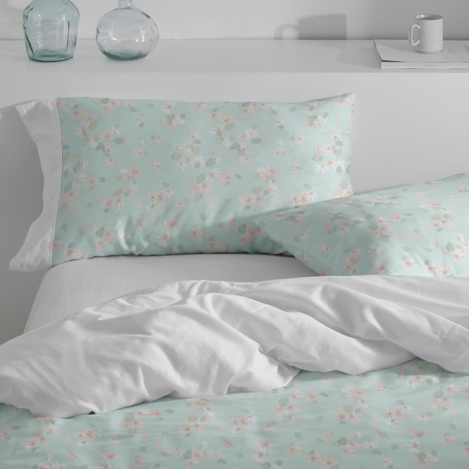 Burrito Blanco Funda Nórdica Estampada 100% Algodón 200 Hilos Cama 135 Agua | Incluye Bajera y Funda de Almohada | Cierre de Botones | Tacto Suave | Larga Duración | Fabricado en España