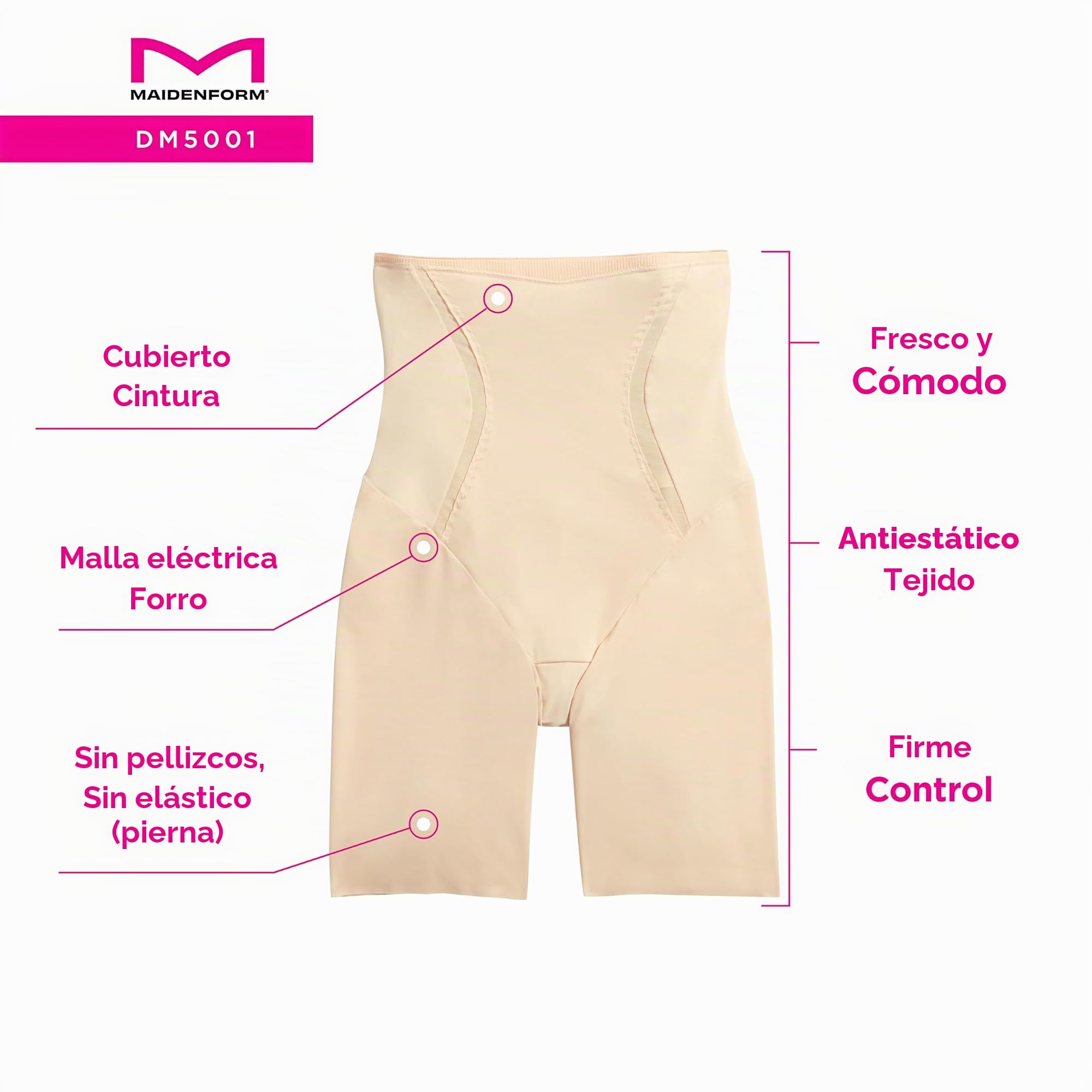 Maidenform Firm Foundations - Hi-Waist Thigh Slimmer modeladores de Muslo Mujer (Pack de 1)