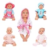 5 PCS 16-18 inch Baby Doll Clothes Outfit Pajamas for Baby Doll Clothes, 17 Inch Doll and for 18 Inch Girl Doll Outfits 2 Years Old