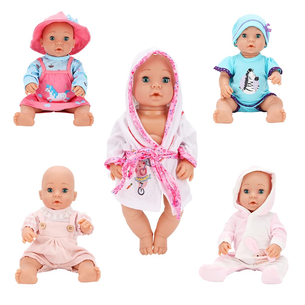 Miunana 5X Vestidos Verano Casual Ropas para New Born 14- 18 Pulgadas Muñeca bebé 35 - 46 cm Doll 18 Pulgadas