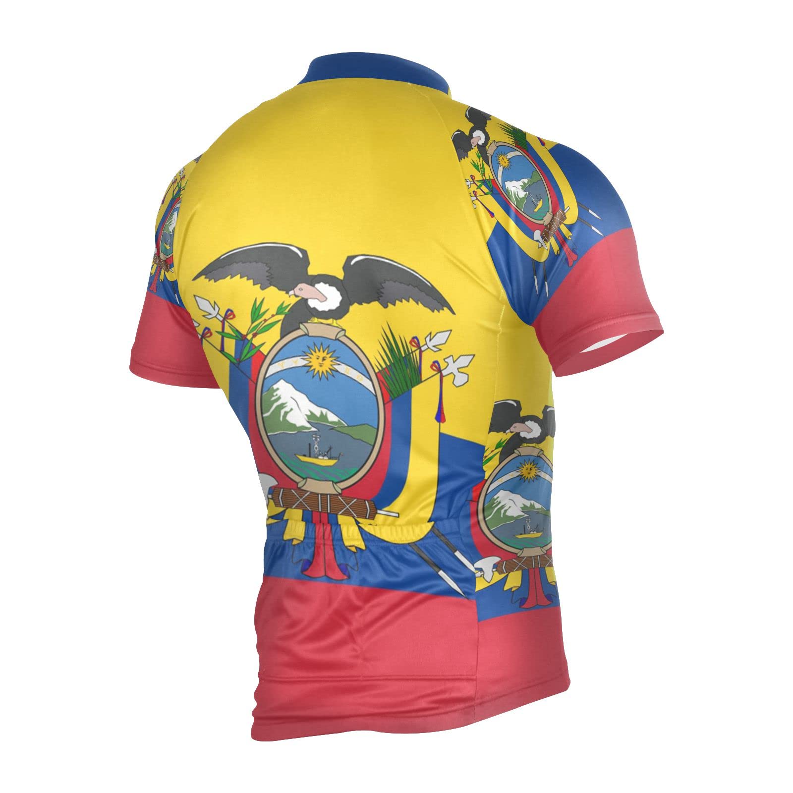 Ecuador Flag Men's Cycling Jersey Short Sleeve Bike Jacket Biking Bicycle Jersey Shirt