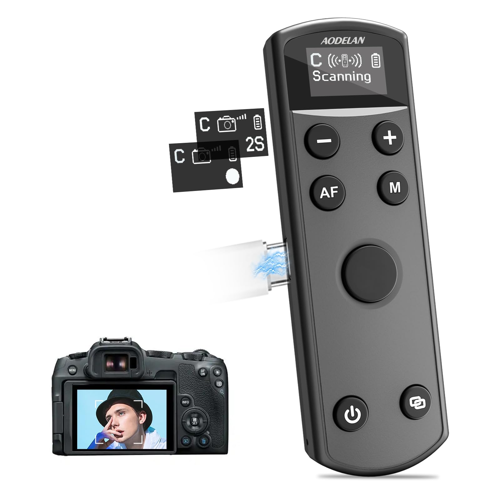 Remote Control for Canon Camera,Rechargeable Wireless Shutter Release with OLED Screen for Canon EOS RP, EOS R, R5, R6, M50, M50 II, 6D Mark II, 77D, 850D, 800D, Rebel T7i, T8i, 90D; Replaces BR-E1